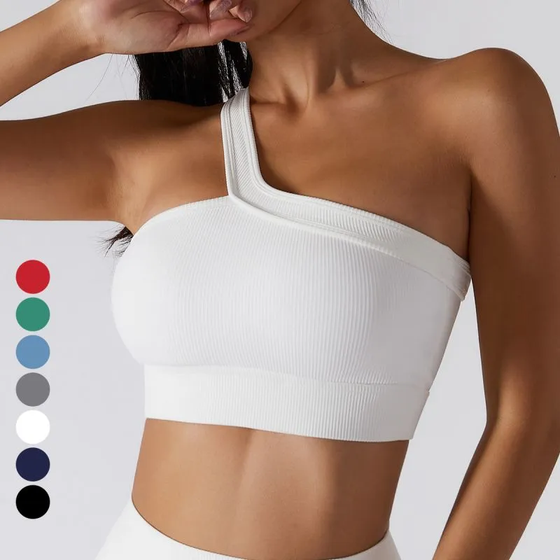 One Shoulder Ribbed Sports Bra