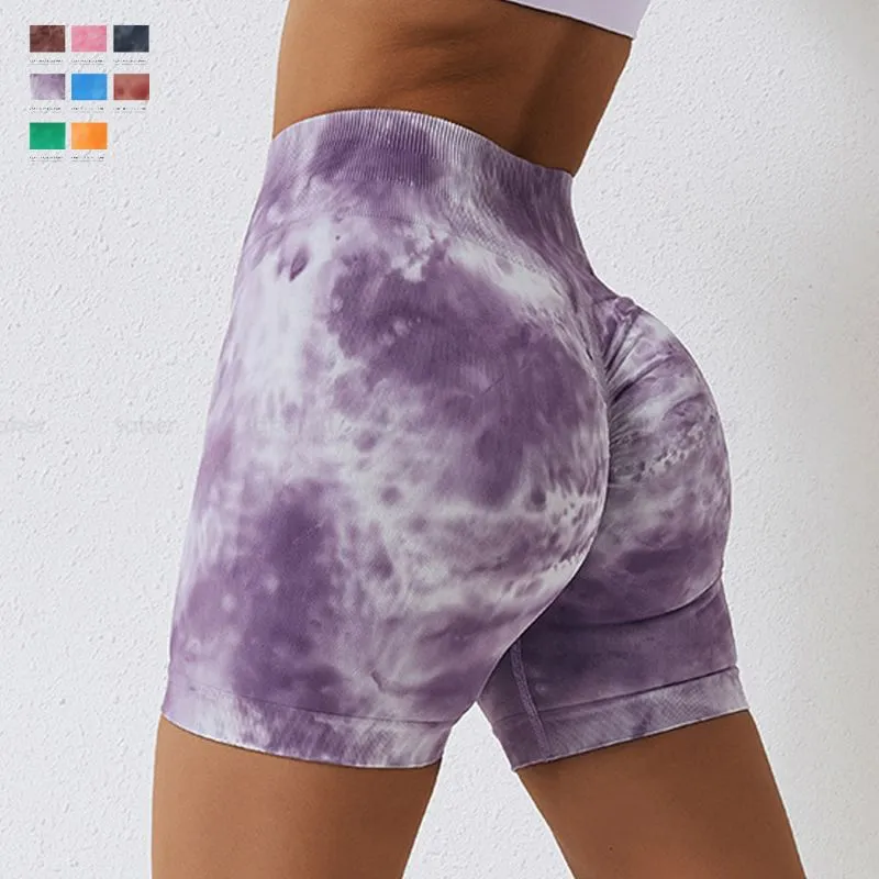 Short sans couture d’exercice Tie Dye