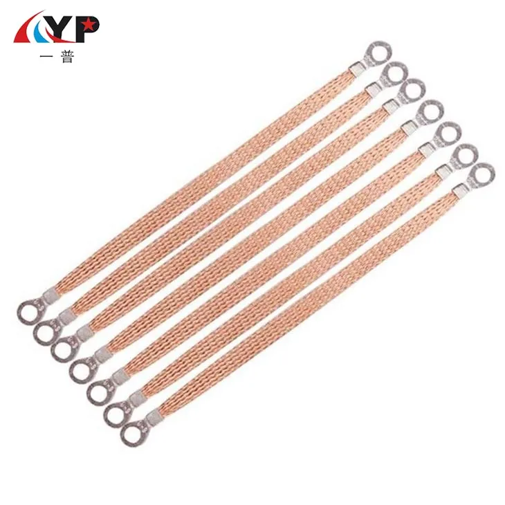 Flexible Earthing Connection Copper Braid ကို Crimp Ring Terminals ဖြင့် ပြုလုပ်ပါ။