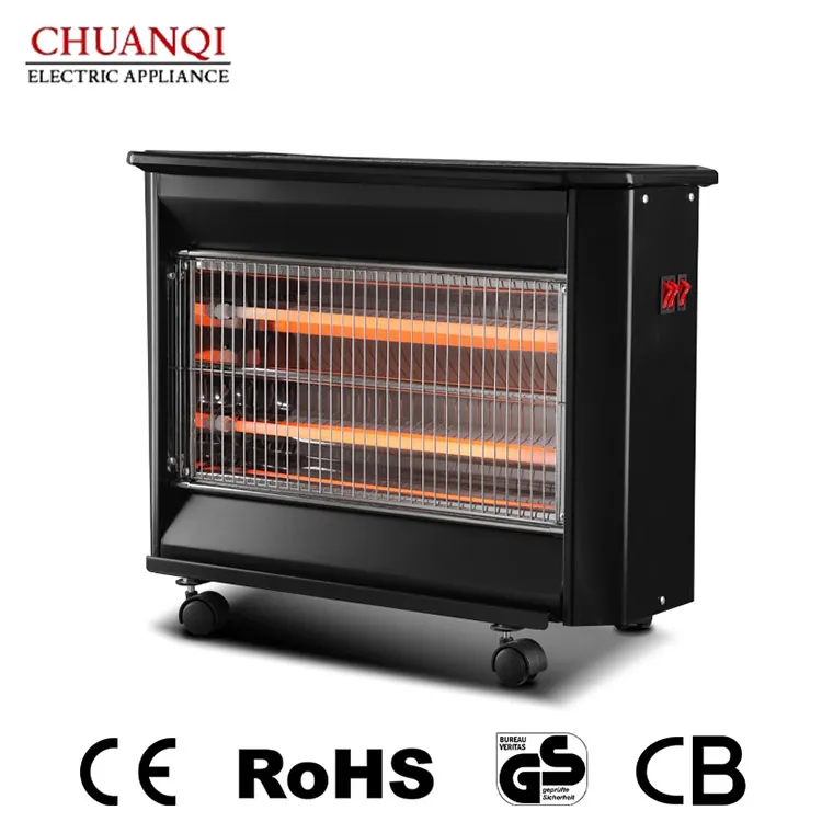 Pemanas Kuarsa 2400W 4 Tabung Dan 1800W 3 Tabung Dengan Roda