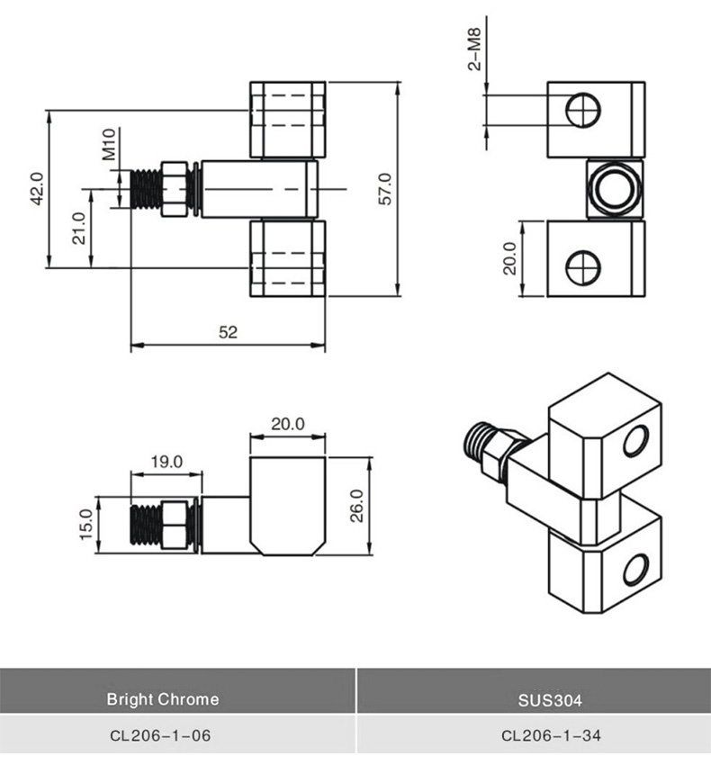 Enclosure External Block Corner Hinge