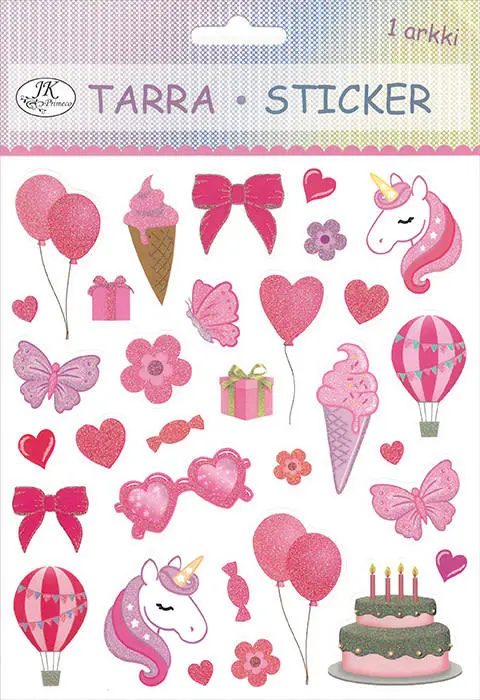 Pink unicorn Paper Glitter Sticker