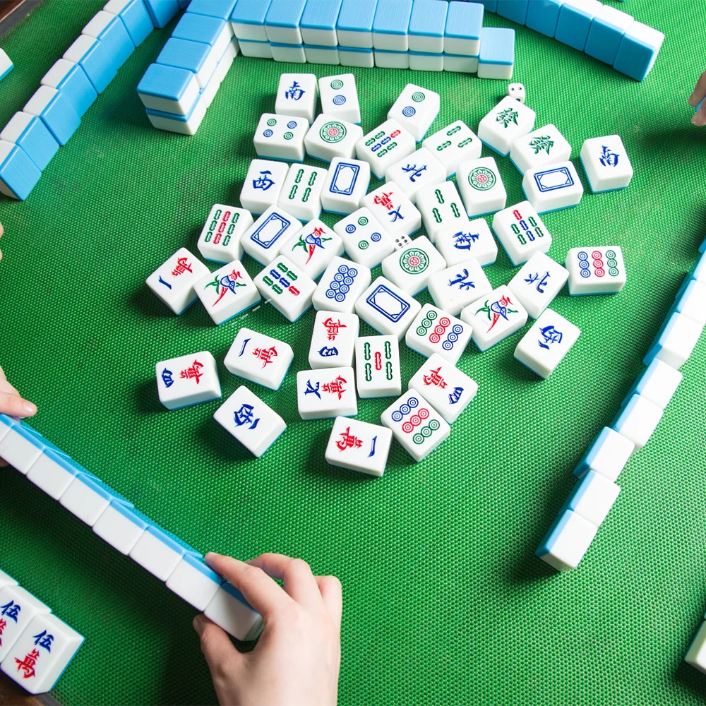 Mahjong game play.