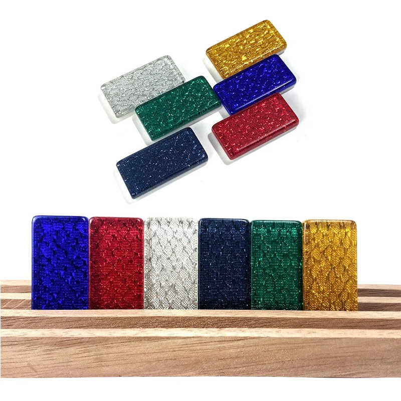 Juego de dominó de acrílico colorido con bloque de dominó de cristal rojo y azul