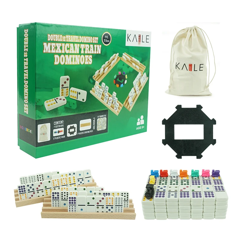 Juego de dominó doble 12 con accesorios de dominó de embalaje de cartón ecológico