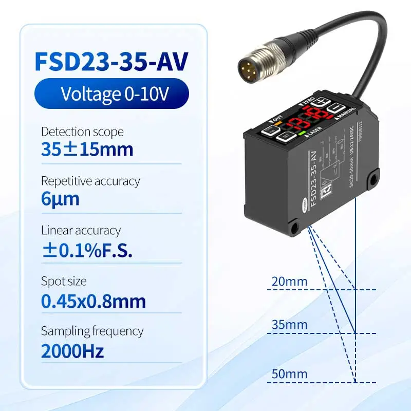 FSD23-35-AV เลเซอร์ดิสเพลสเมนต์เซนเซอร์ความแม่นยำสูง