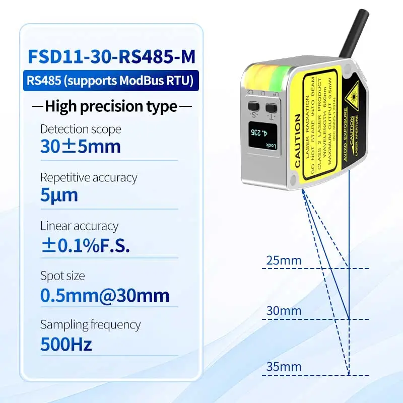 FSD11-30-RS485-M Laserowy czujnik odległości o wysokiej precyzji 0,01 mm