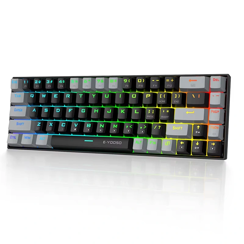 Keyboard gaming mekanis berkabel RGB 68 tombol