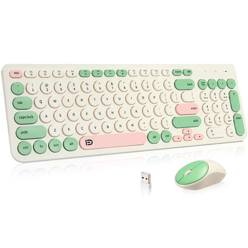 لوحة مفاتيح وماوس لاسلكية كومبو آلة كاتبة ريترو 2.4 جيجا هرتز