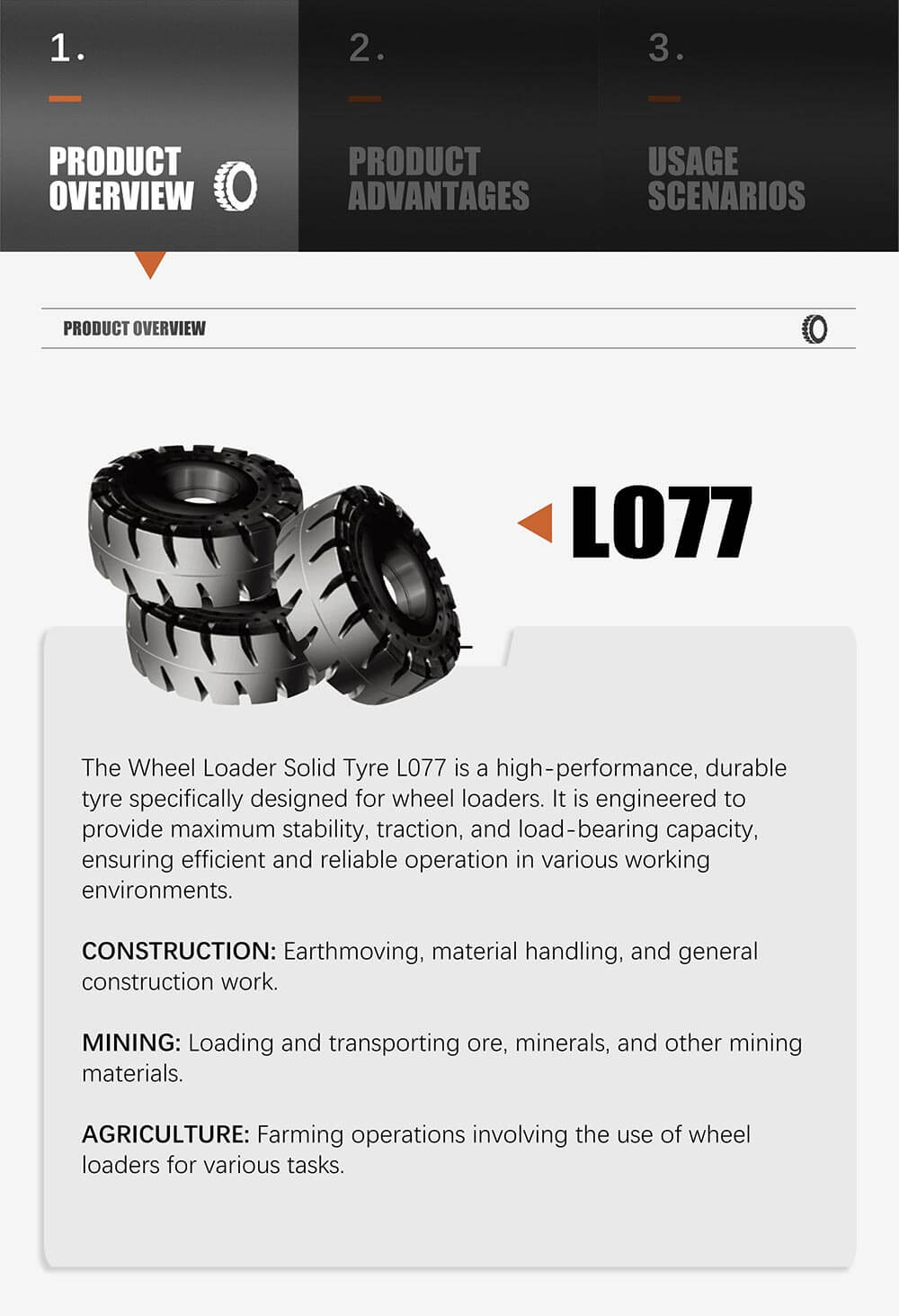 Wheel loader solid Tyre L077