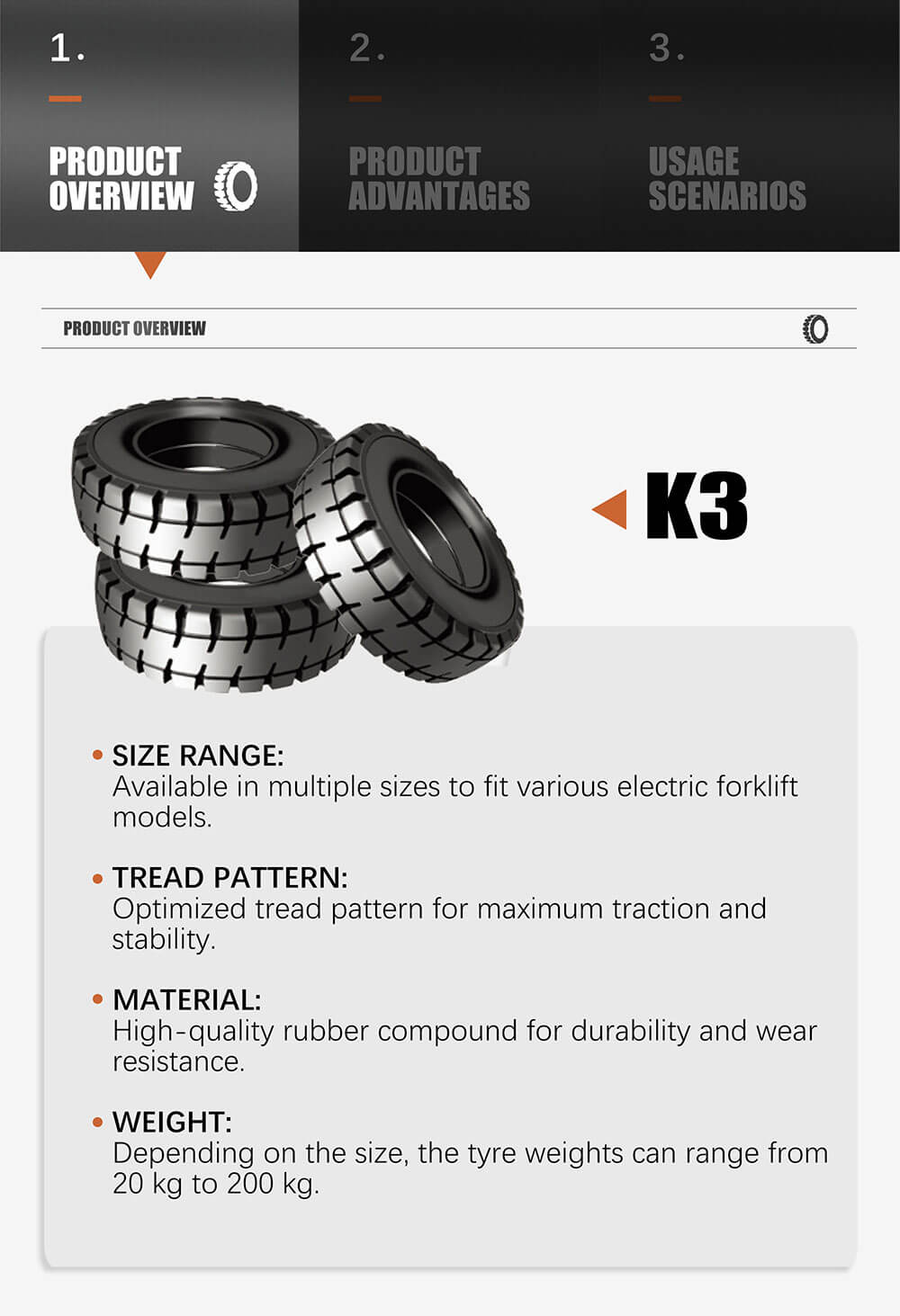 K3 Electric Forklift Tyres