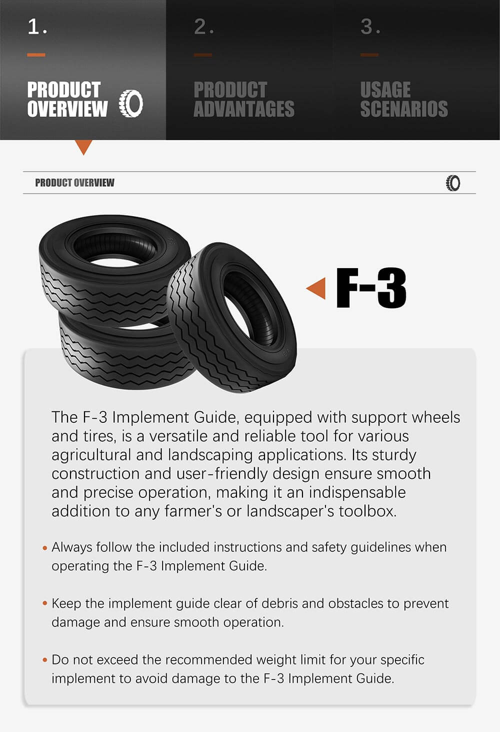F-3 Implement Guide and support wheels Tire