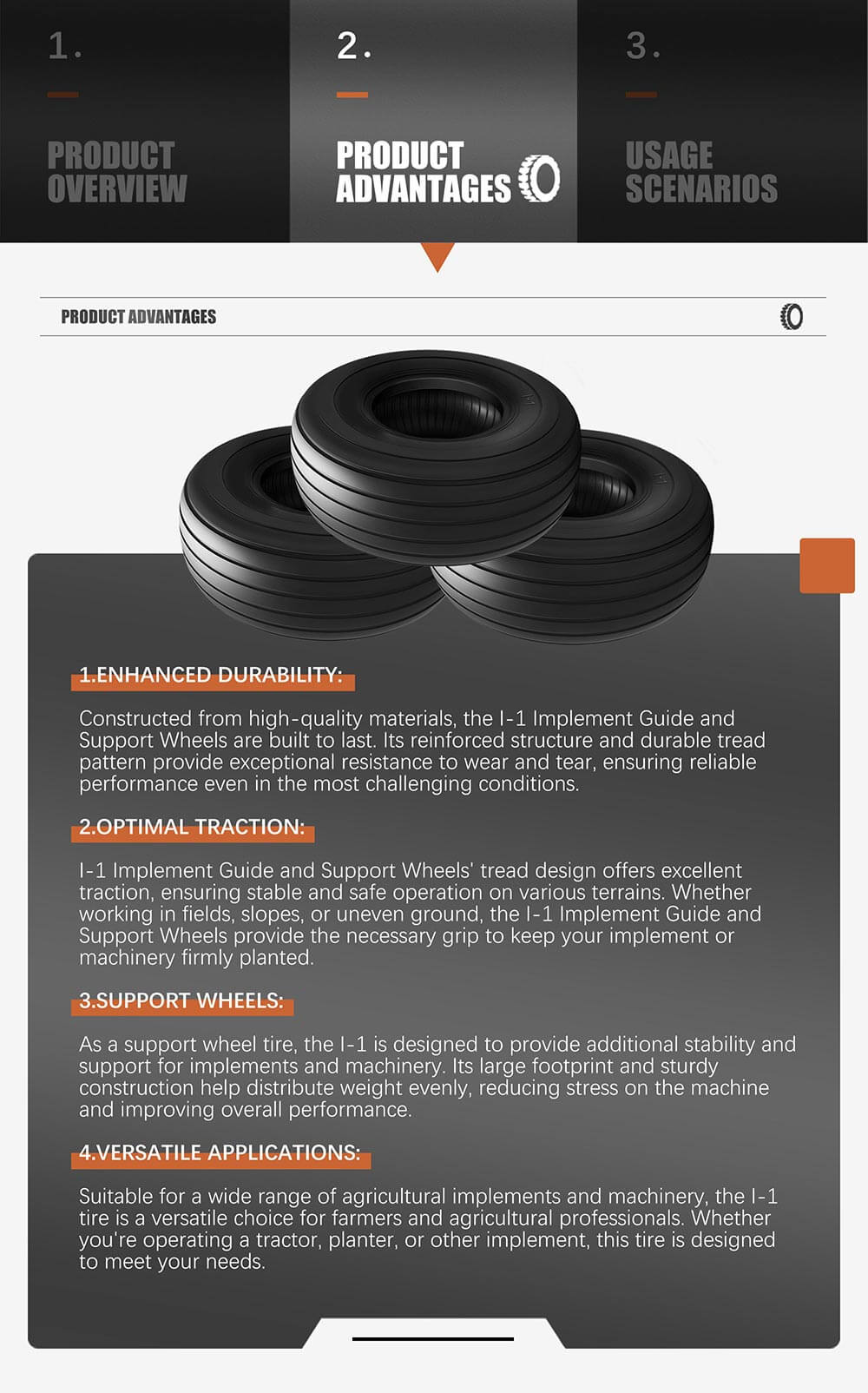 I-1 Implement Guide and support wheels Tire