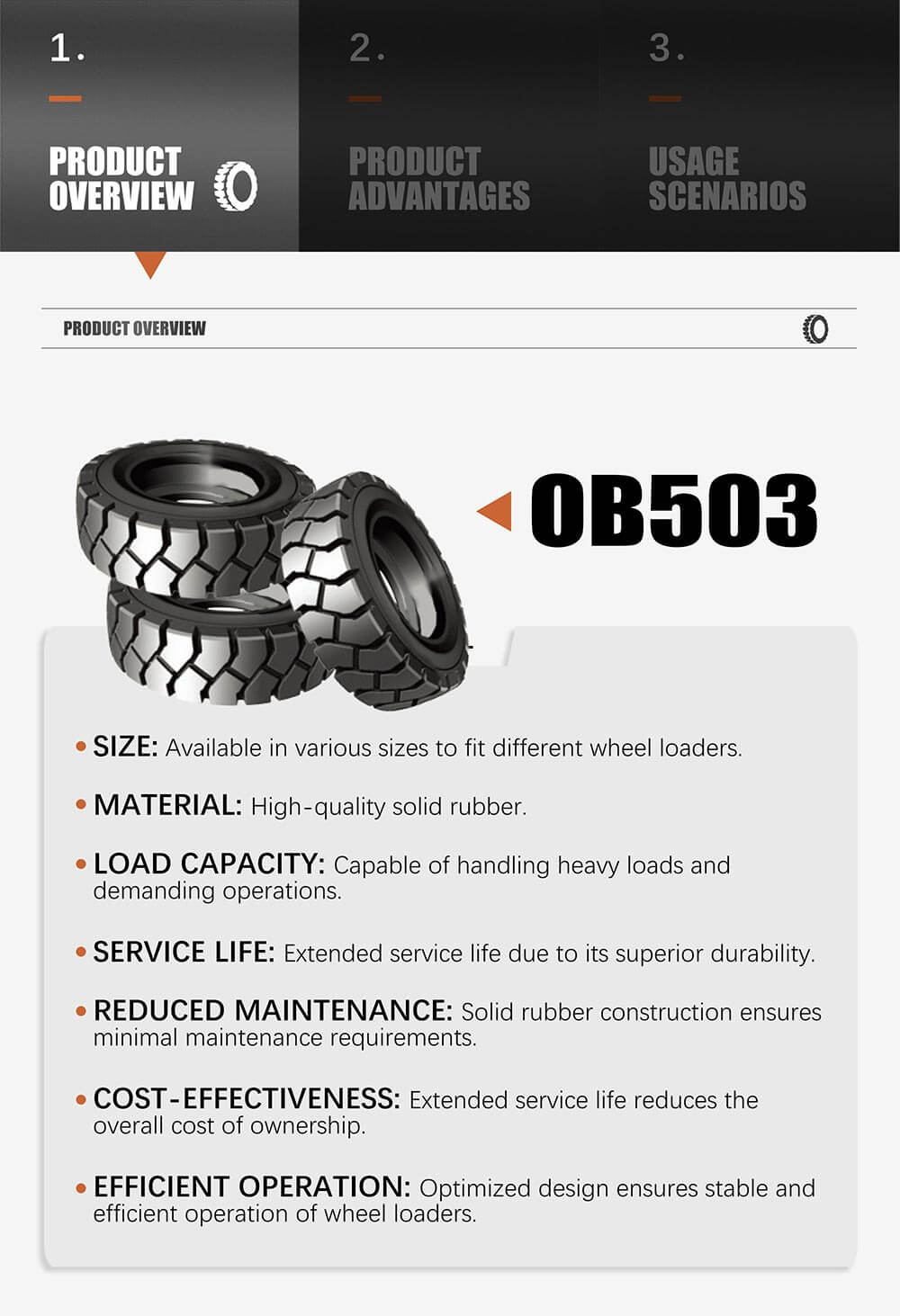 OB503 Wheel loader solid Tyre
