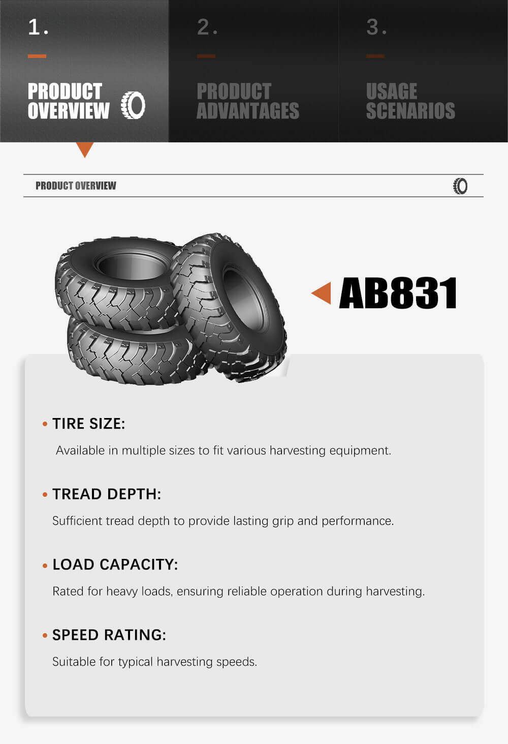 Dry Field Harvester Tires AB831