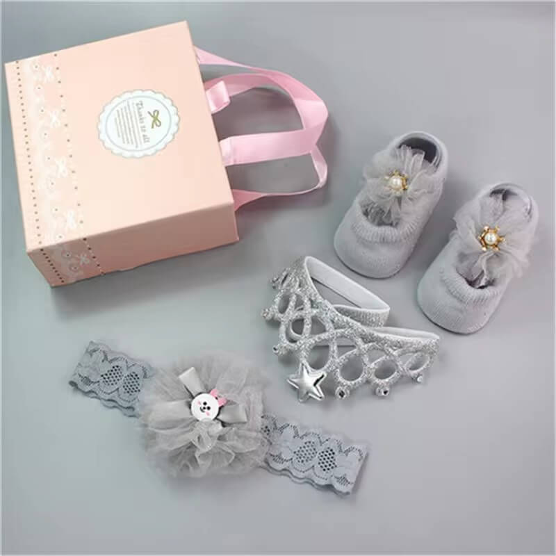 Gift Box Of Baby Hairbands And Socks Set