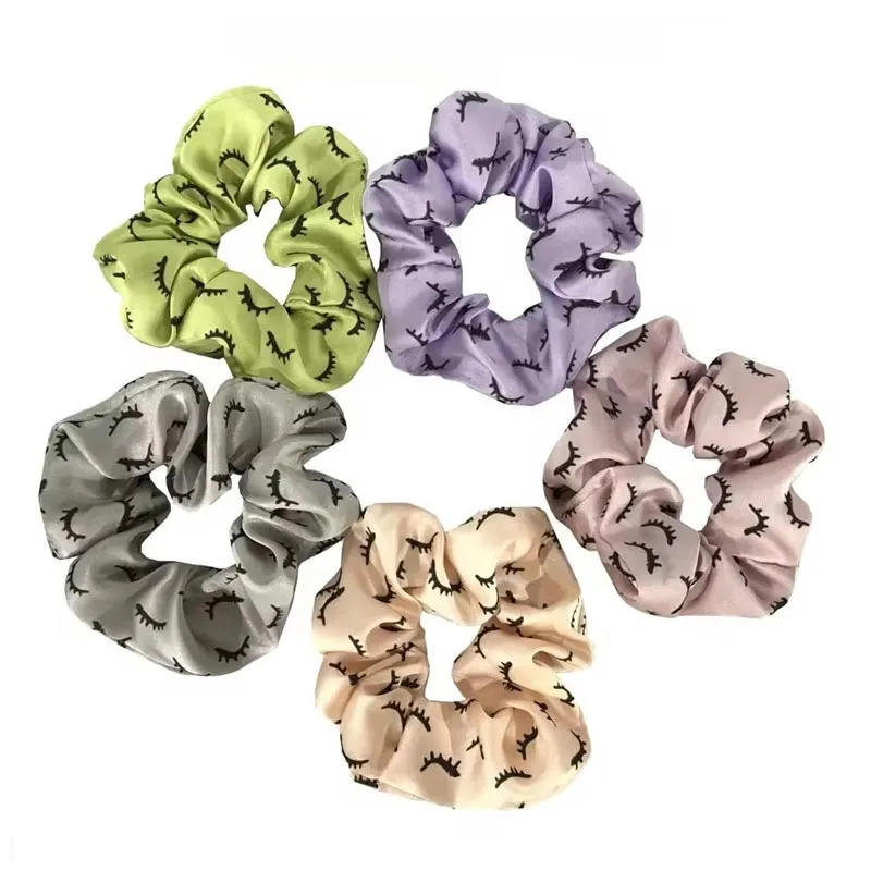 Silk Satin Eye Lash Elastiska Scrunchies