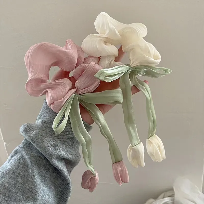 Tulipan blomst sløjfe hår scrunchies