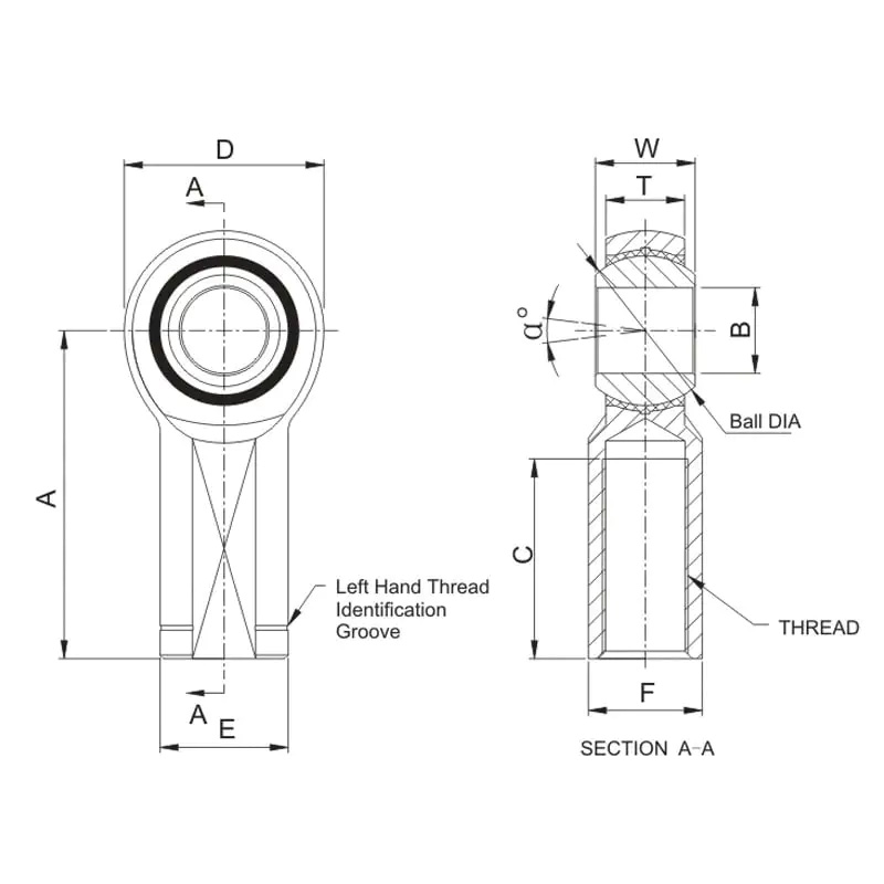 Inch Dimensions Injection Molded Rod Ends PNF