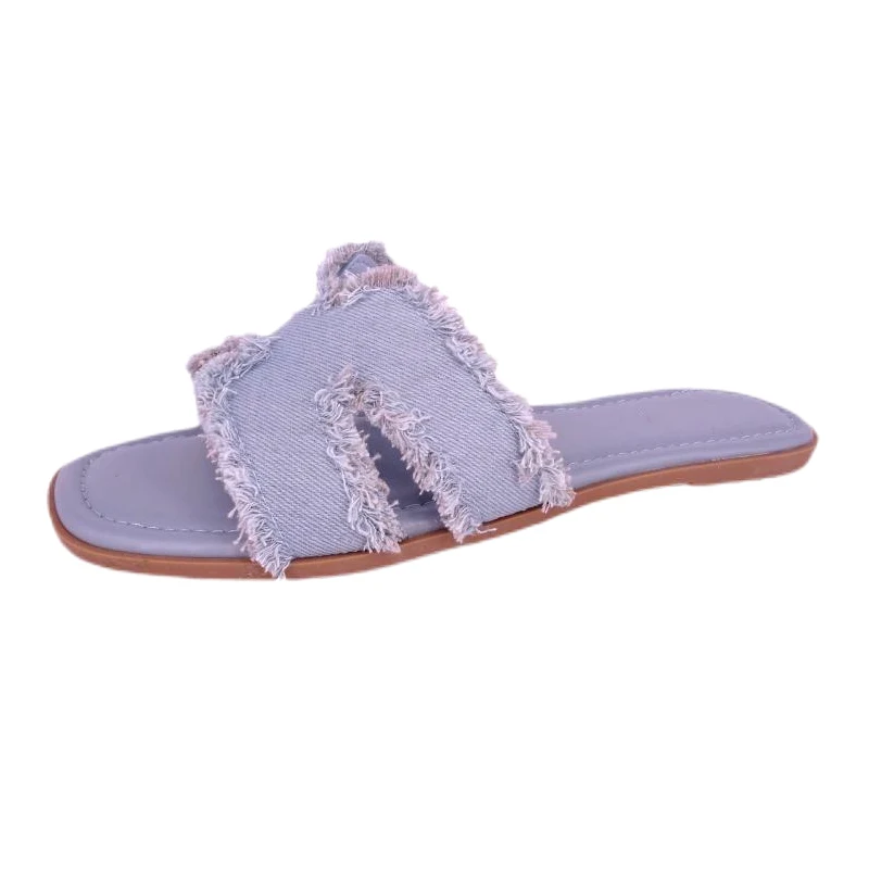 Raw Edge Flat Sandal for kvinner