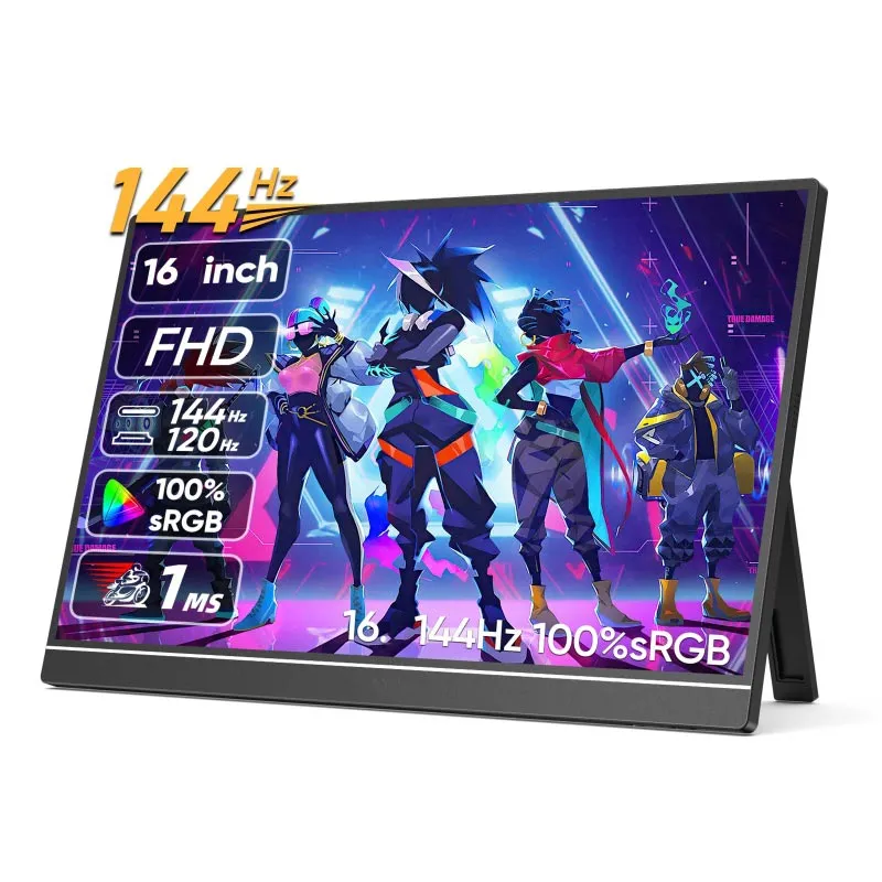 ຈໍສະແດງຜົນ 16 ນິ້ວ Portable Monitor 144Hz IPS Display ສໍາລັບຄອມພິວເຕີແລັບທັອບ