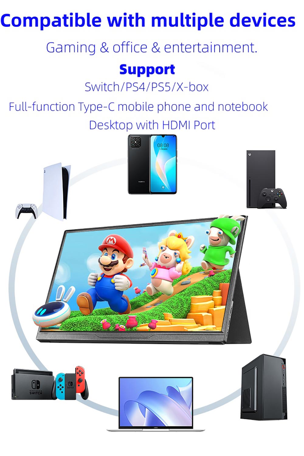 14 Inch portable Monitor with Touch Screen Function