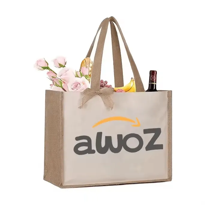 Borsa tote in eco iuta con logo