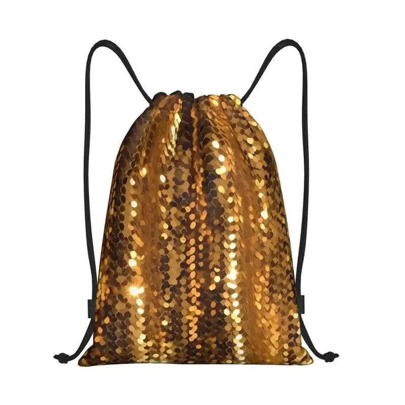 Gold Sequin Sparkle Drawstring Bag