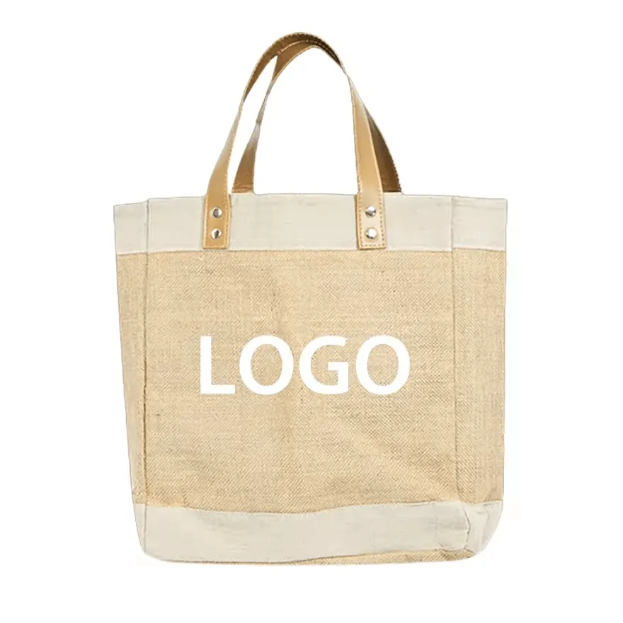 Leather Handle Jute Bag