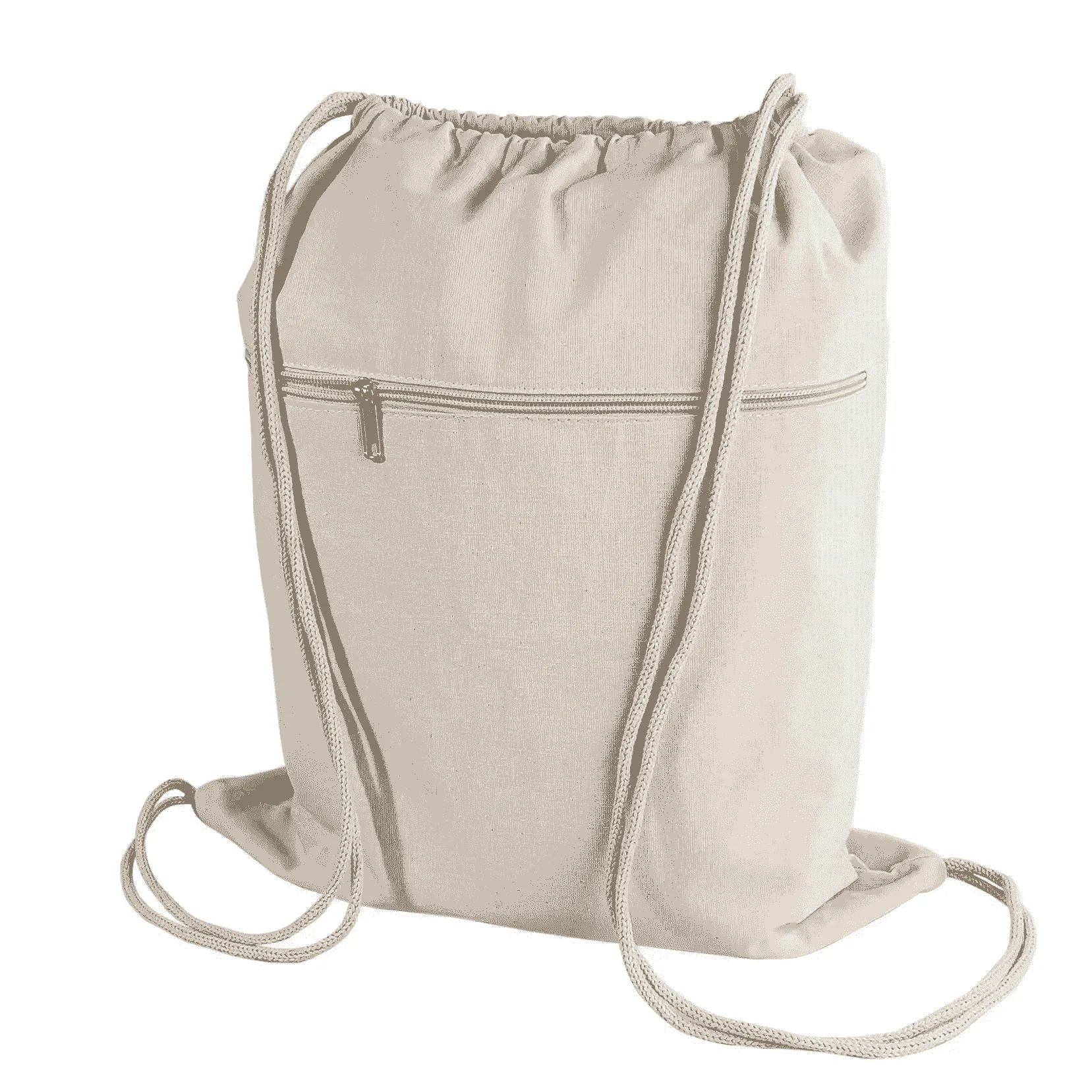 Recycled Cotton Zipper Drawstring Bag