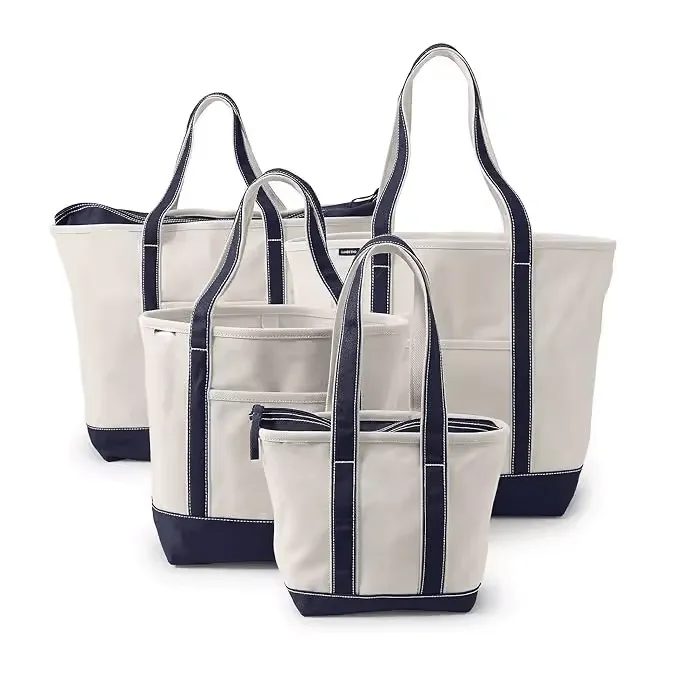 Top Zipper Canvas Tote Bag