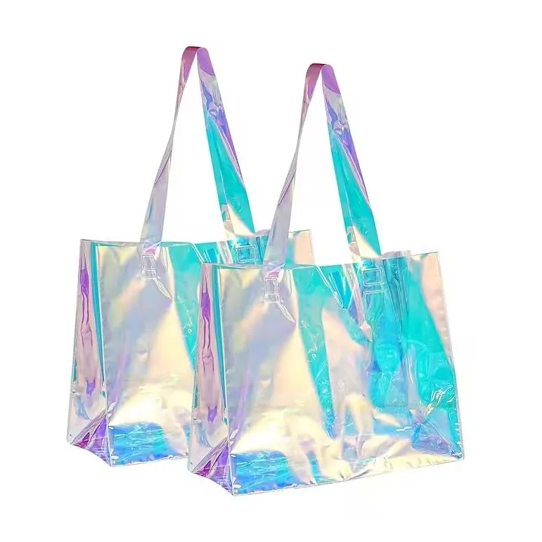 Sacolas de compras holográficas transparentes