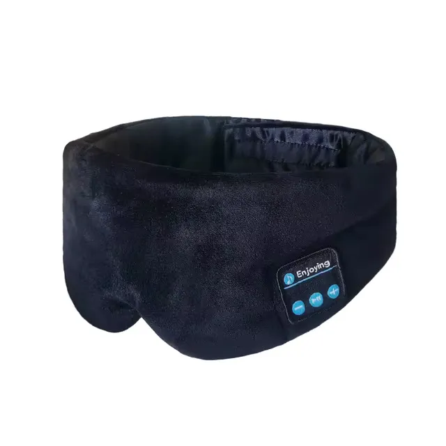 Selyem Bluetooth Sleep Eye Mask Sleeping Fejvédő Fekete