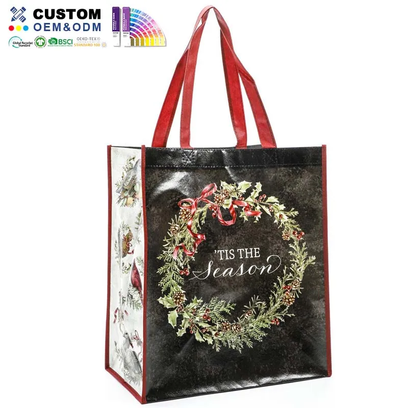 Γυαλιστερή PP Non Woven Shopper Κόκκινη λαβή