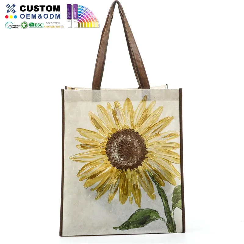 Tote de compras no tejido de PP de girasol