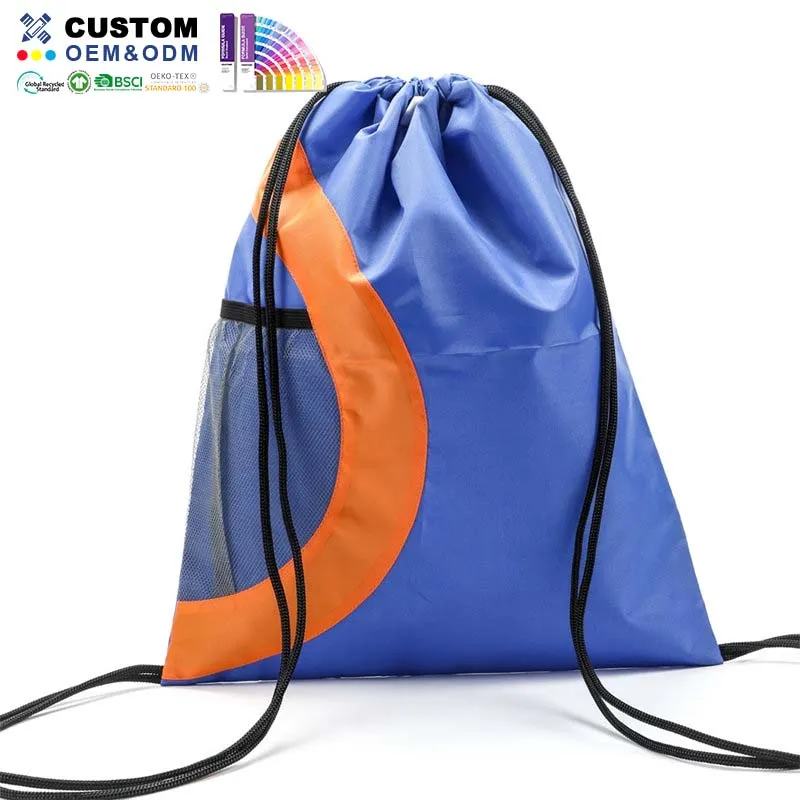 Bolsa com cordão de duas cores e bolsa de malha