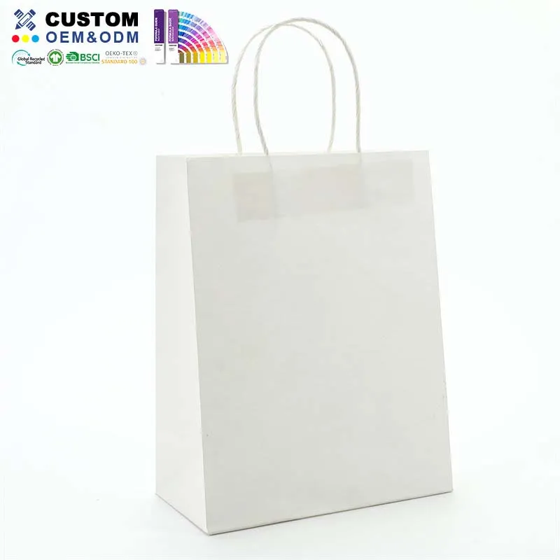 Bolsas de compras de papel kraft blanco