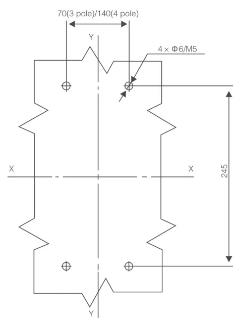 Mounting hole dimensions for mounting on base plate