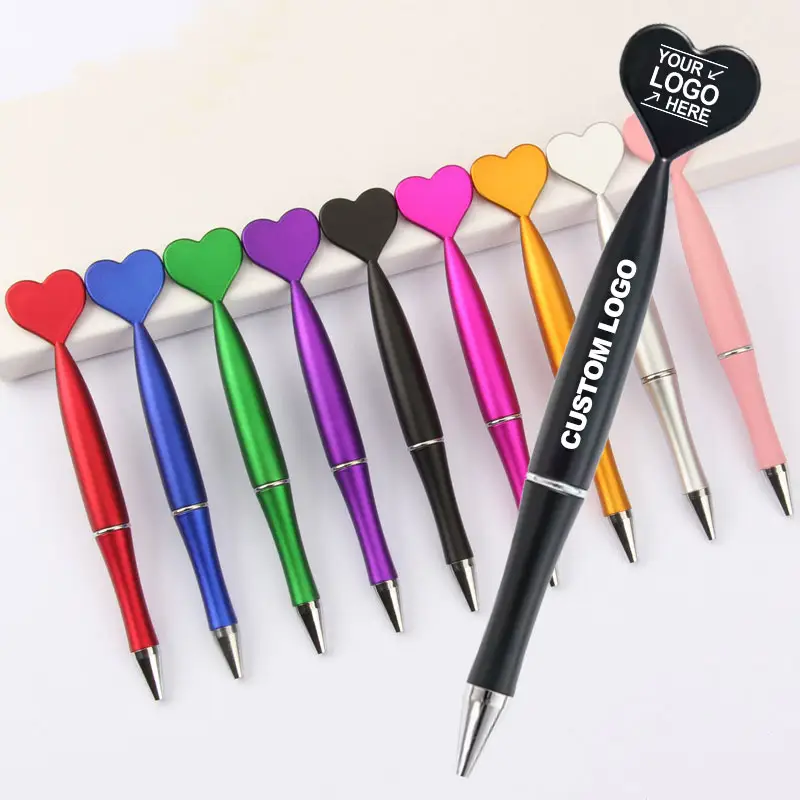 Factory Wholesale Promotion Ball Pens With Heart Shape Custom Cute Plastic Ballpoint Pen With Logo For Kids