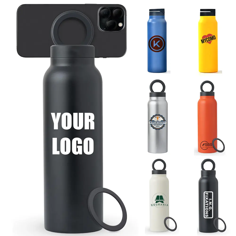 Magnetic Water Bottle with Phone Holder