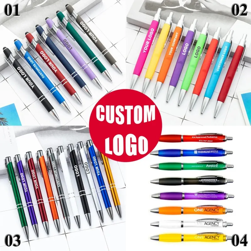 Supplier Ball Pen Luxury Advertise Ballpoint Pen Custom Plastic Metal Pen with Logo Laser Screen Print Branded Promotional Gift