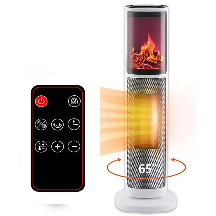 Aquecedor Flame PTC 1500W com controle remoto Modelo 3D