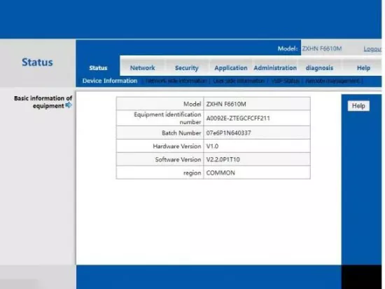 ZXHN F6610M Dual Band Wifi6 GPON ONU ONT