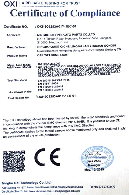 CE for car light