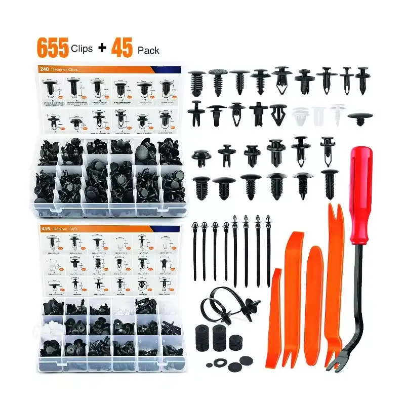 Plastic Fasteners Kit Fender Rivet Clips Sets