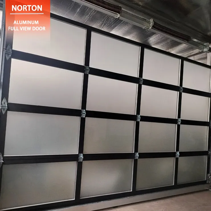 Modern automatic full-view glass garage door