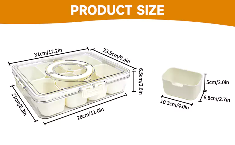 Large Round Handle Divided Snack Tray