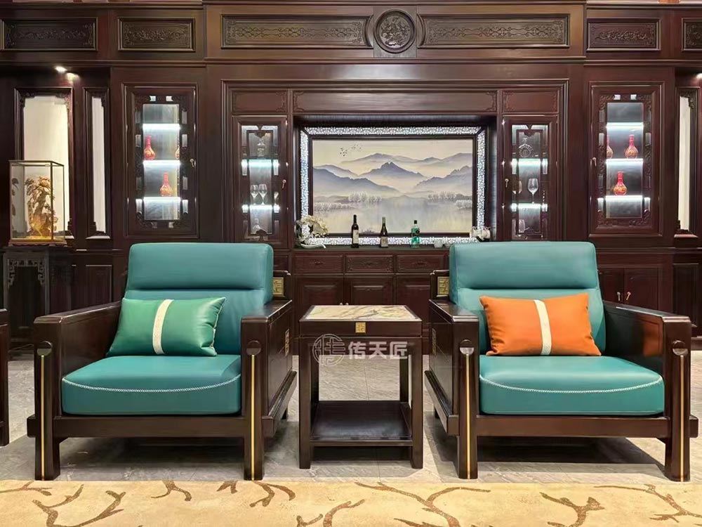 Living Room Solid Wood Sofa New Chinese Style Set