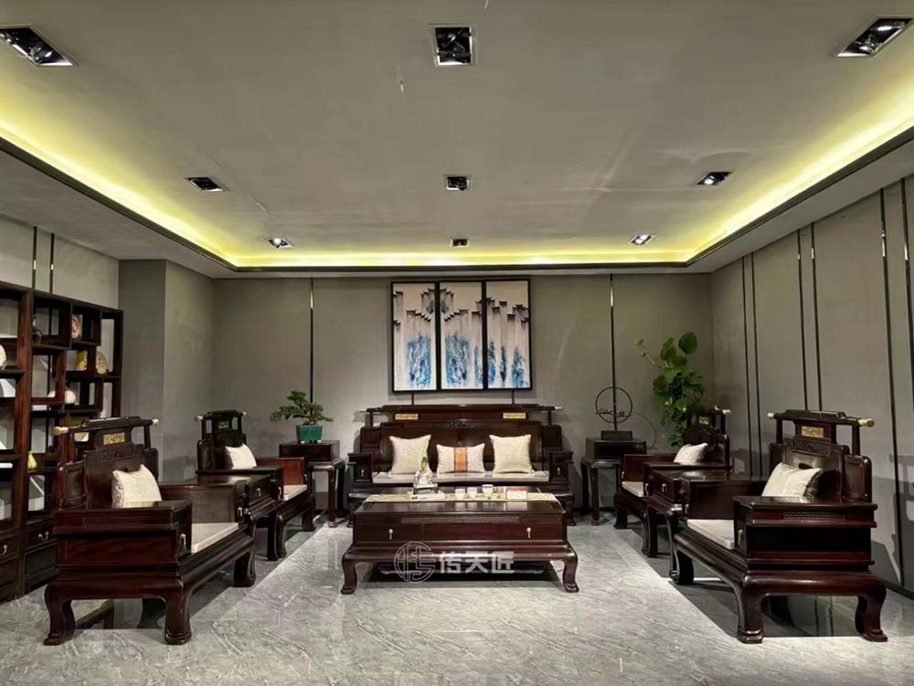 Modern Chinese Style Solid Ebony Wood Sofa Set