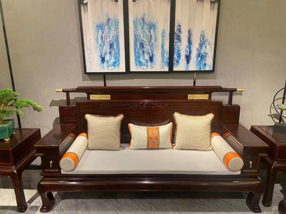 Modern Chinese Style Solid Ebony Wood Sofa Set